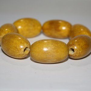 Chunky yellow vintage wooden bracelet 8"